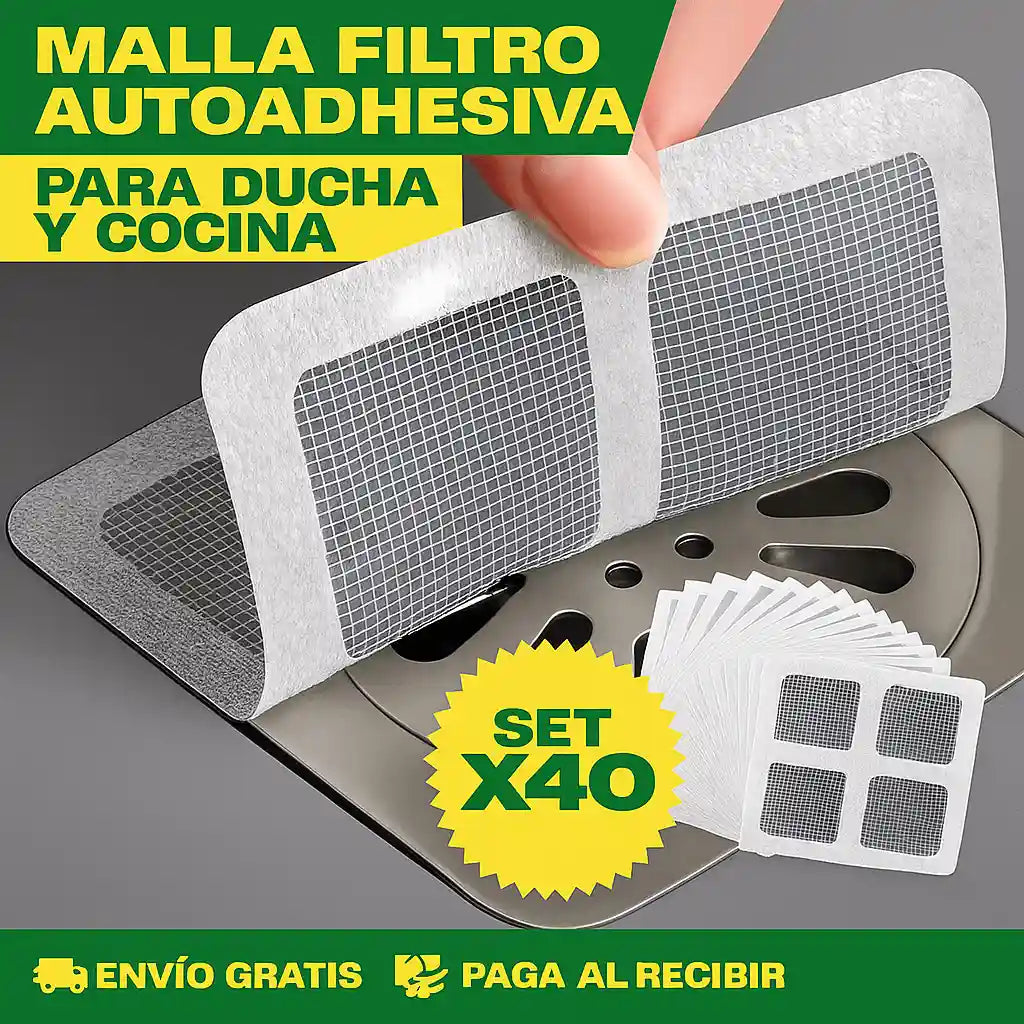 SET DE 40 MALLAS FILTRO AUTOADHESIVA PARA DUCHA Y COCINA