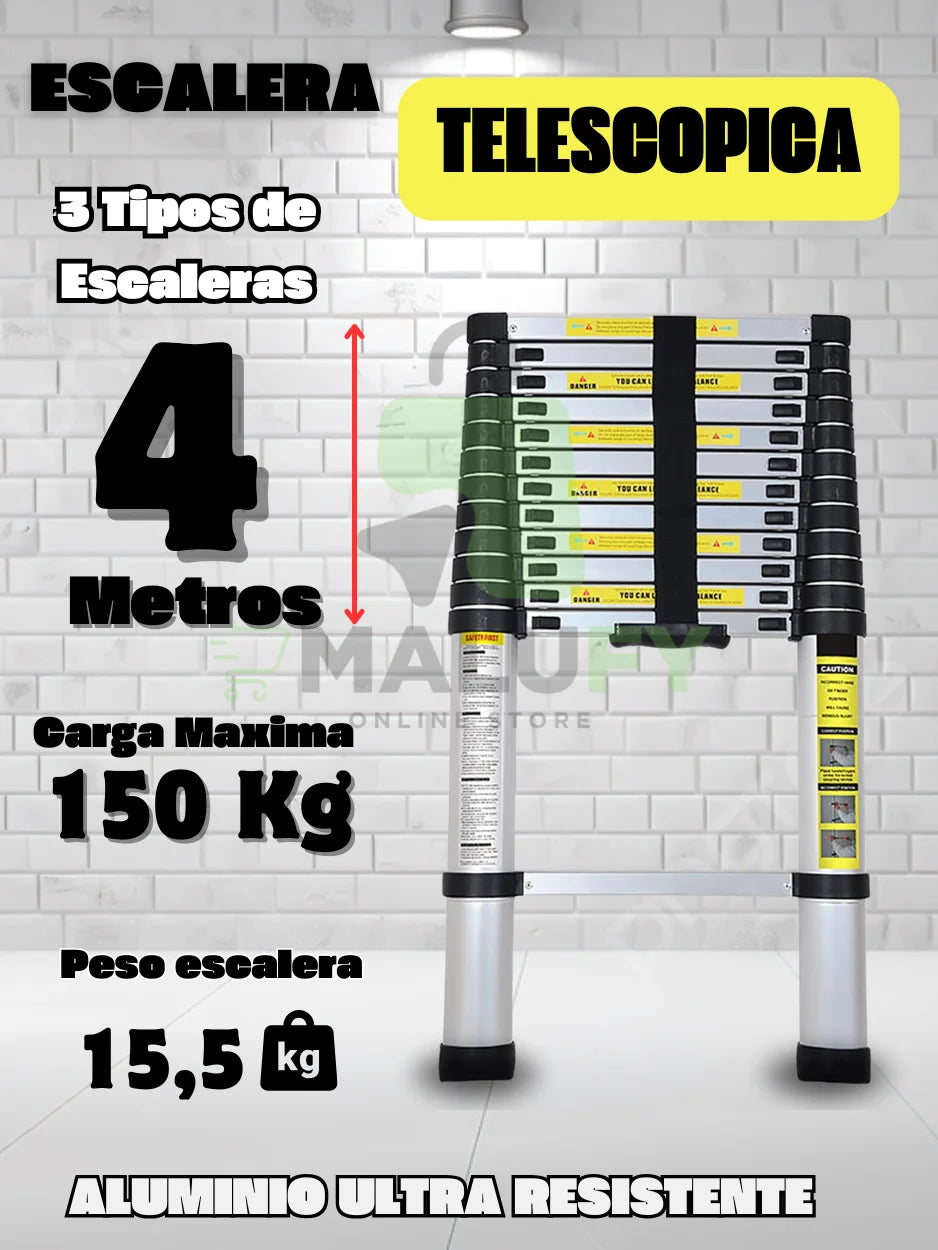 Escalera telescópica extensible + Obsequio! - Malufy