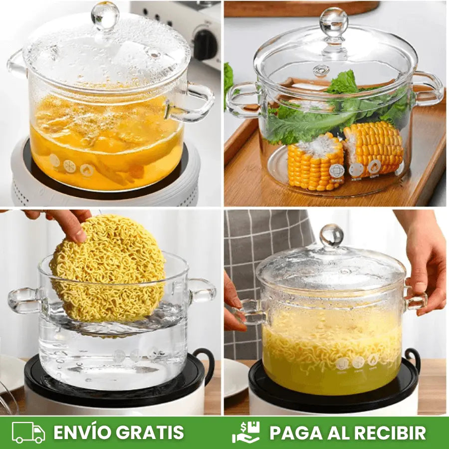 Olla De Vidrio Resistente Al Calor + Envío Gratis