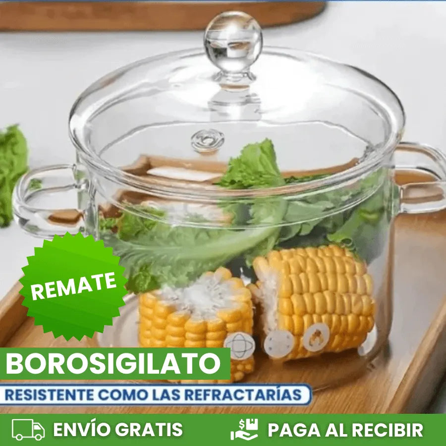 Olla De Vidrio Resistente Al Calor + Envío Gratis