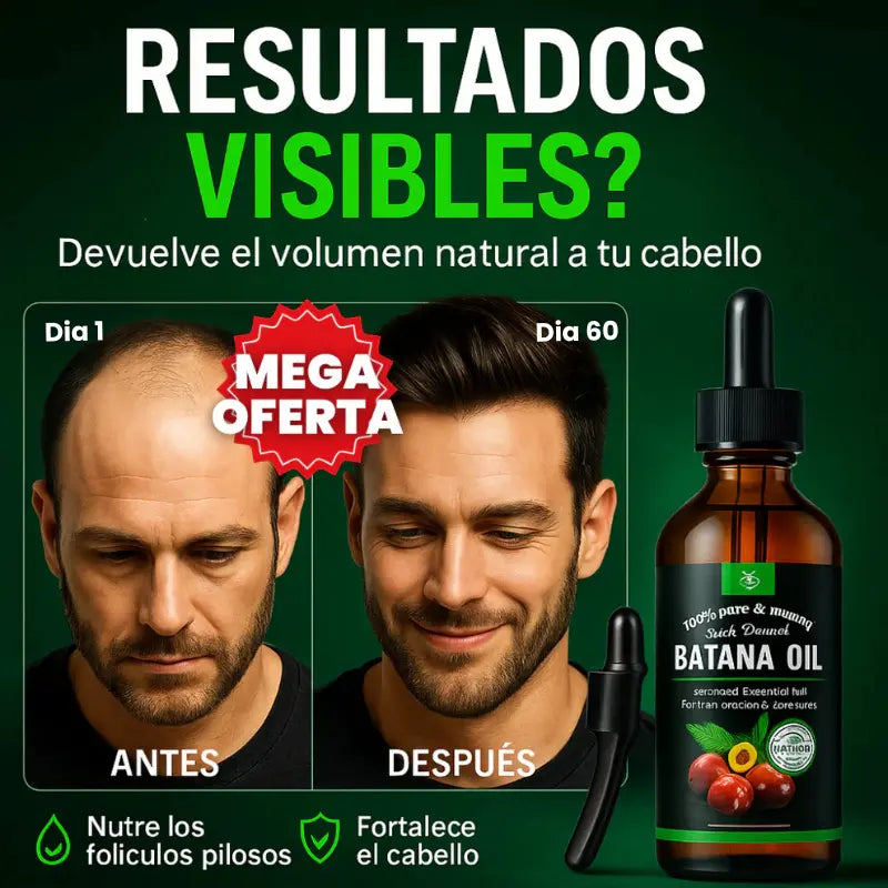 BatanaGlow™ – Aceite Regenerador 100% Natural, Restaura tu Cabello, Frena la Caída y Revive el Brillo (2x1)