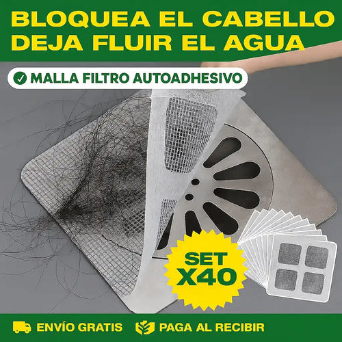 SET DE 40 MALLAS FILTRO AUTOADHESIVA PARA DUCHA Y COCINA
