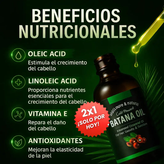 BatanaGlow™ – Aceite Regenerador 100% Natural, Restaura tu Cabello, Frena la Caída y Revive el Brillo (2x1)