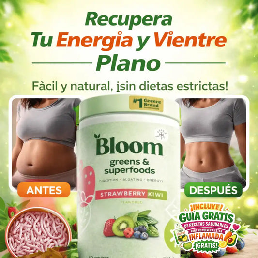 BLOOM GREENS + OBSEQUIO: AYUDA A ELIMINAR LOS PARASITOS EN POCO TIEMPO - INCLUYE GUIA DE RECETAS SALUDABLES